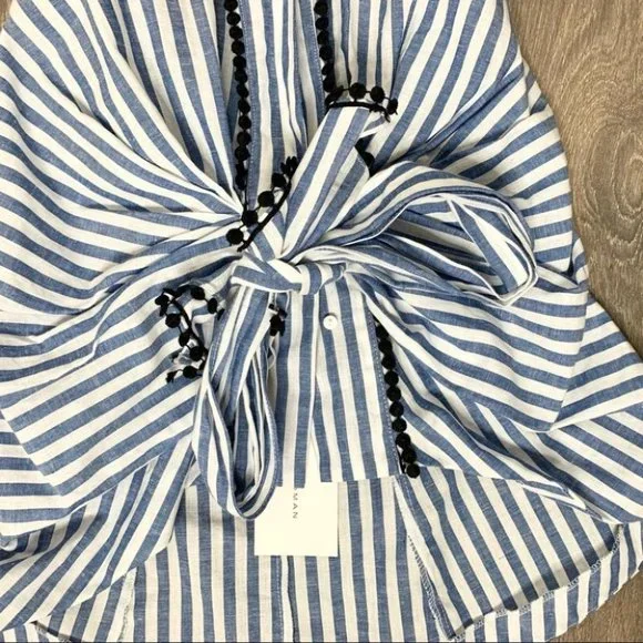 Zara Striped Tie Front Halter Top Blue & White Size Small - Picture 12 of 16